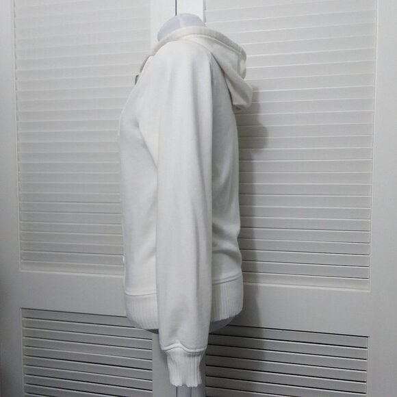 Guess Cream Full Zip Hoodie Button Ribbed Detail - Picture 7 of 13